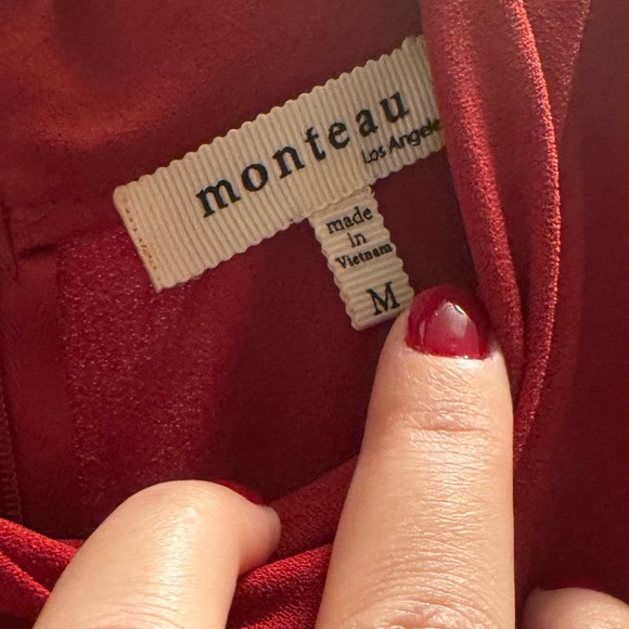 Asymmetrical Dark Red Flowy Dress - Picture 3 of 6